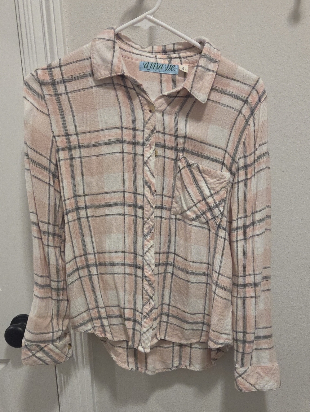 audrey  +  evelyn Peach Plaid Button-Up Shirt